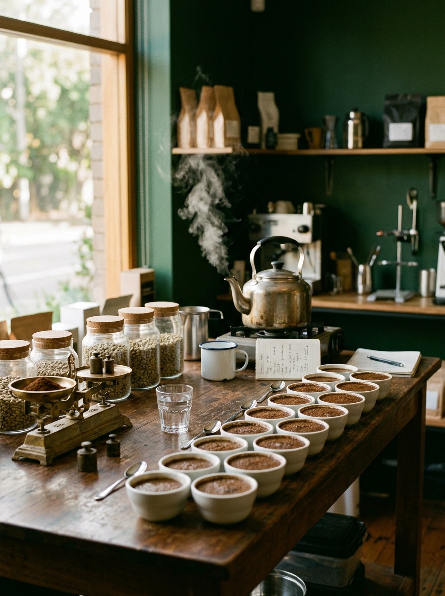 Coffee quality laboratory cupping table